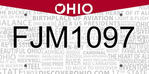 FJM1097 Ohio License Plate
