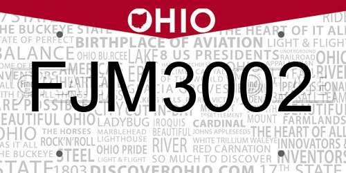 FJM3002 Ohio License Plate