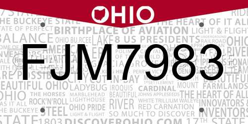 FJM7983 Ohio License Plate