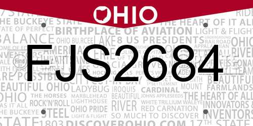 FJS2684 Ohio License Plate
