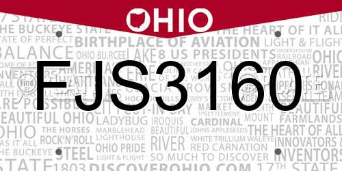 FJS3160 Ohio License Plate