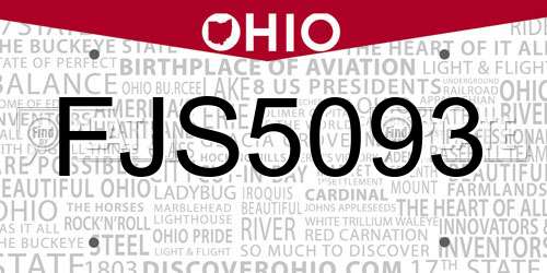 FJS5093 Ohio License Plate