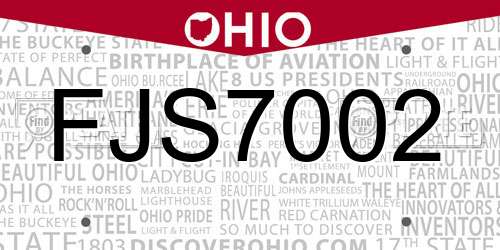 FJS7002 Ohio License Plate