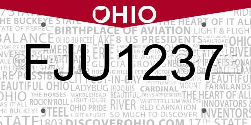 FJU1237 Ohio License Plate