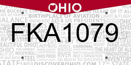 FKA1079 Ohio License Plate