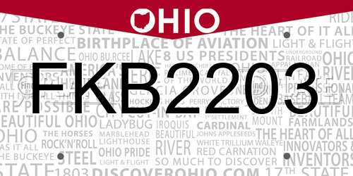 FKB2203 Ohio License Plate