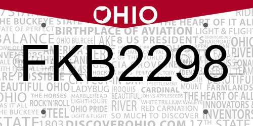 FKB2298 Ohio License Plate