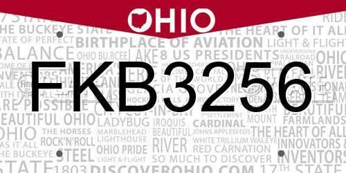 FKB3256 Ohio License Plate