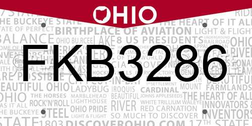 FKB3286 Ohio License Plate