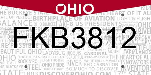 FKB3812 Ohio License Plate