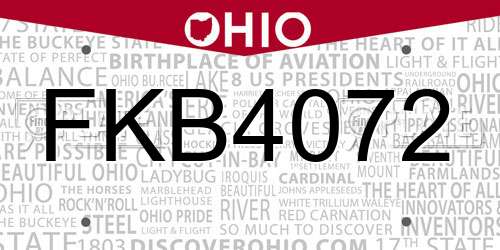 FKB4072 Ohio License Plate
