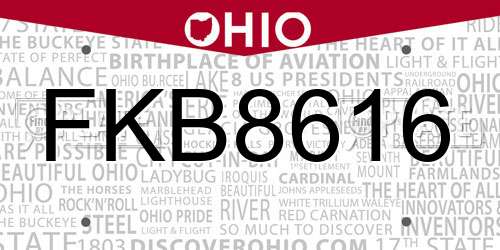 FKB8616 Ohio License Plate