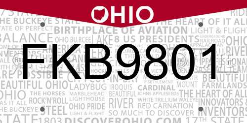 FKB9801 Ohio License Plate