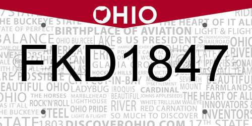 FKD1847 Ohio License Plate