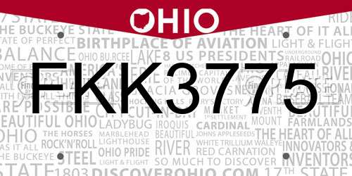 FKK3775 Ohio License Plate