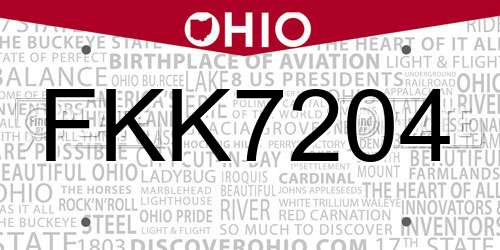 FKK7204 Ohio License Plate