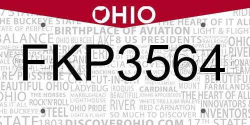 FKP3564 Ohio License Plate