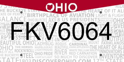 FKV6064 Ohio License Plate
