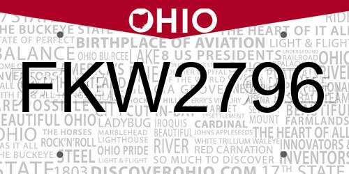 FKW2796 Ohio License Plate