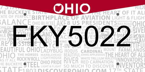 FKY5022 Ohio License Plate