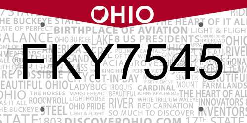 FKY7545 Ohio License Plate