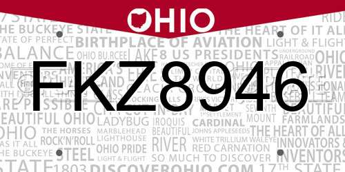 FKZ8946 Ohio License Plate