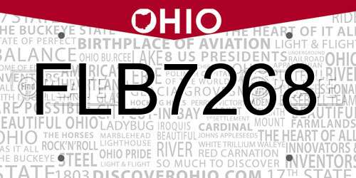 FLB7268 Ohio License Plate