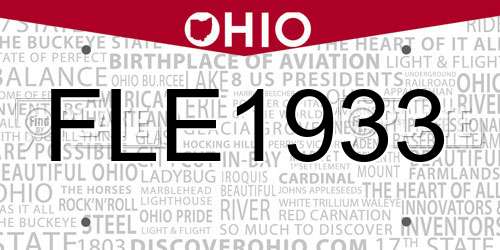 FLE1933 Ohio License Plate