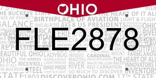 FLE2878 Ohio License Plate