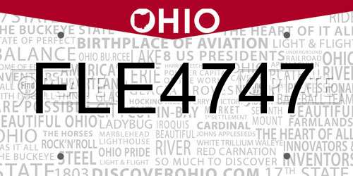FLE4747 Ohio License Plate