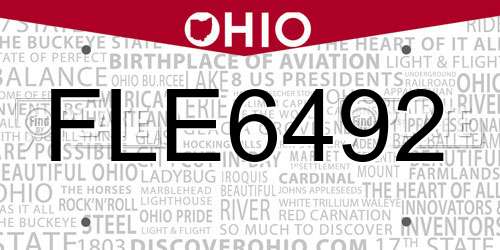 FLE6492 Ohio License Plate