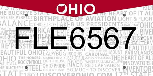 FLE6567 Ohio License Plate