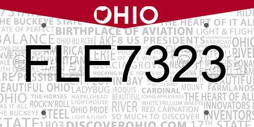 FLE7323 Ohio License Plate