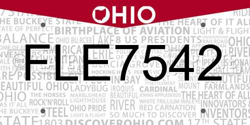 FLE7542 Ohio License Plate
