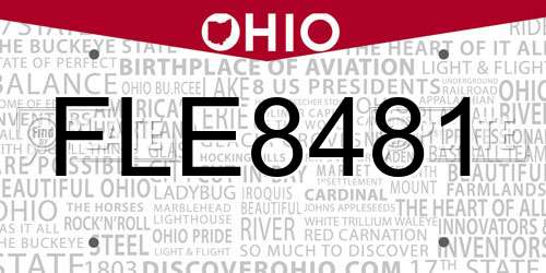 FLE8481 Ohio License Plate