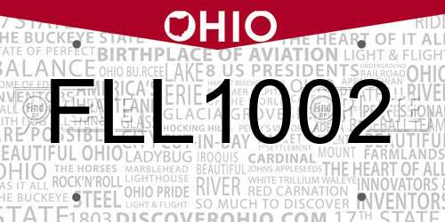 FLL1002 Ohio License Plate