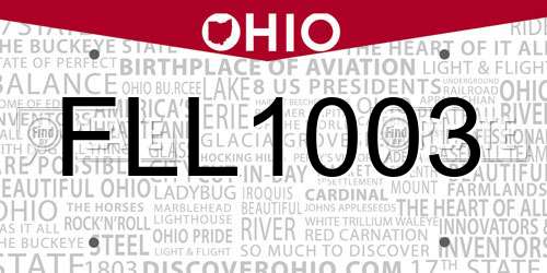 FLL1003 Ohio License Plate