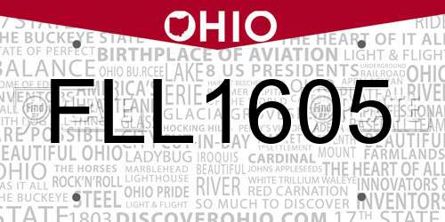 FLL1605 Ohio License Plate