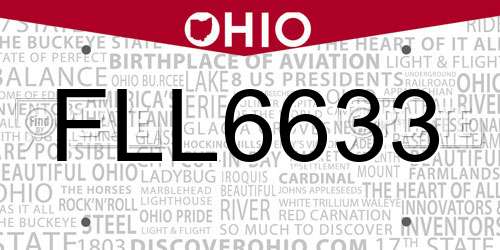 FLL6633 Ohio License Plate