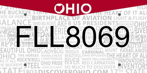 FLL8069 Ohio License Plate