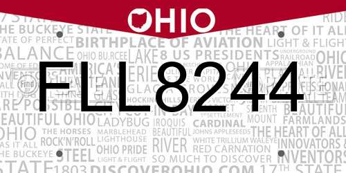 FLL8244 Ohio License Plate