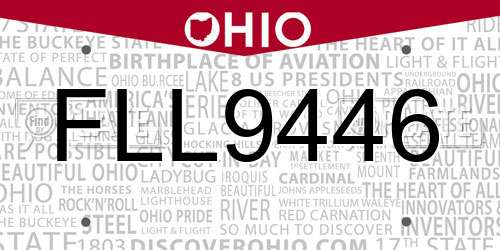 FLL9446 Ohio License Plate