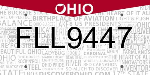 FLL9447 Ohio License Plate