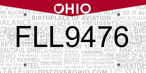 FLL9476 Ohio License Plate