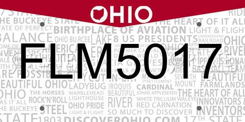 FLM5017 Ohio License Plate