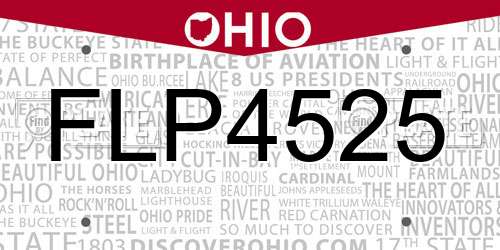 FLP4525 Ohio License Plate