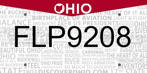 FLP9208 Ohio License Plate