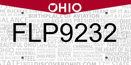 FLP9232 Ohio License Plate