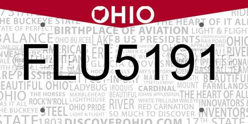 FLU5191 Ohio License Plate