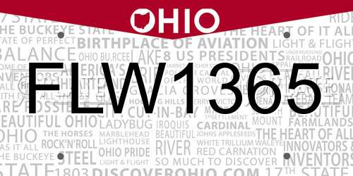 FLW1365 Ohio License Plate